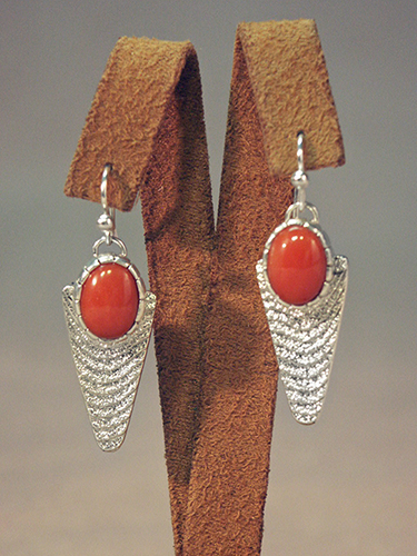 Earrings: Coral, silver